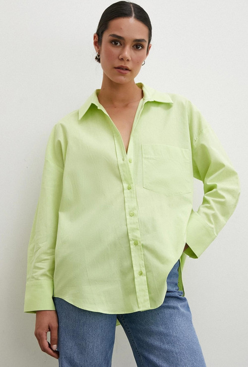 Regular Fit Poplin Gömlek Yeşil