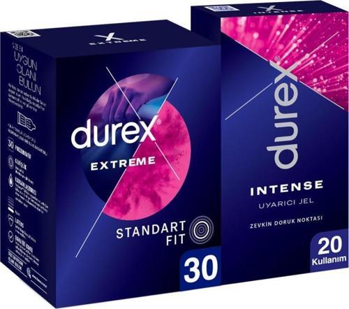 Extreme Geciktiricili ve Tırtıklı Prezervatif 30'lu + Durex Intense Uyarıcı Jel 10ml