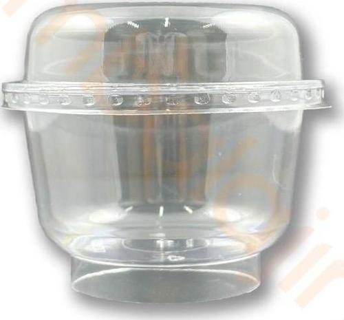 Plastik Kristal Tatlı Kabı - Kapaklı 200Cc, Kullan At