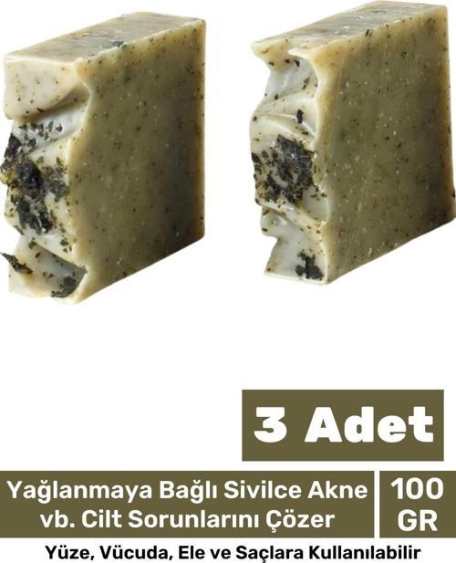 100% Doğal Güzel Kokulu El Yüz Saç Vücut Cilt Onaran Kolajen Etkili Isırgan Bitkisel Sabun 3 Adet