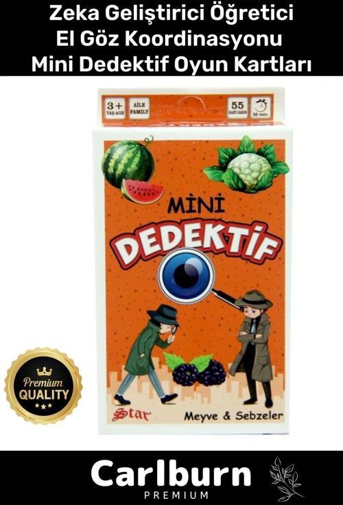 Özel Eğitici Zeka Geliştirici Öğretici Eğlence Aile 55 Parça Mini Dedektif Meyve&Sebzeler Oyun Kartı