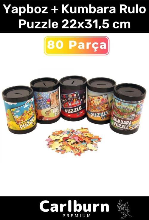 Özel Üretim Eğitici Zeka Geliştirici Öğretici 80 Parça Yapboz + Kumbara Rulo Puzzle 22x31,5 cm