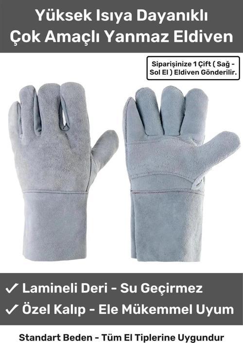 Premium Yanmaz Yüksek Isıya Sıcaklığa Dayanıklı Kaynak Yangın Su Geçirmez Çok Amaçlı Deri Eldiven