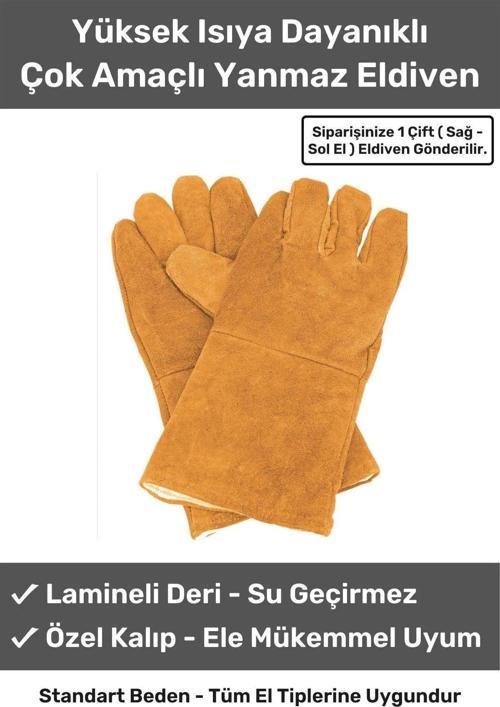 Premium Yanmaz Yüksek Isıya Sıcaklığa Dayanıklı Kaynak Yangın Su Geçirmez Çok Amaçlı Deri Eldiven