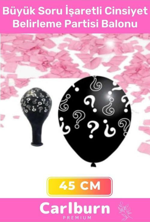 Siyah Büyük Soru İşaretli Cinsiyet Belirleme Partisi 45cm Balonu Kız Erkek Çocuk Baby Shower Süs