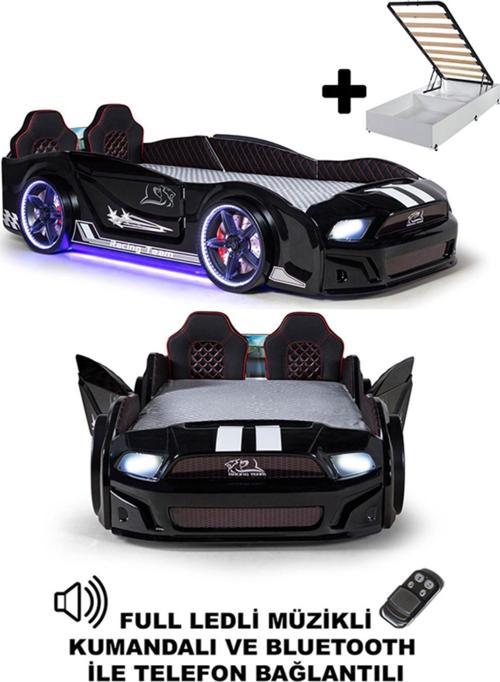 Bazalı Arabalı Yatak Kapıları Açılan Mustang Full Ledli Kumandalı ve Müzikli