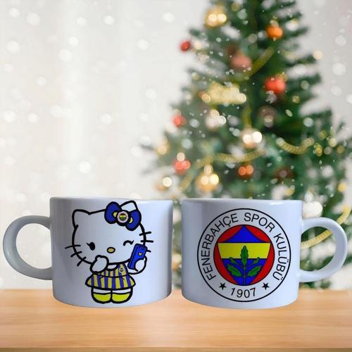 hello kitty taraftar sarı lacivert çizgi karakter kahve fincan takımı