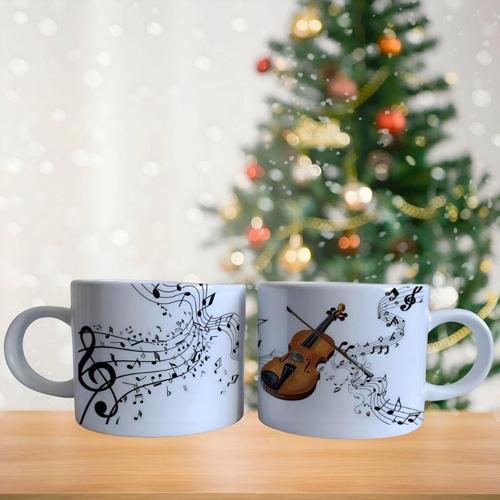 Keman müzik notalar sanatsal kahve fincan takımı