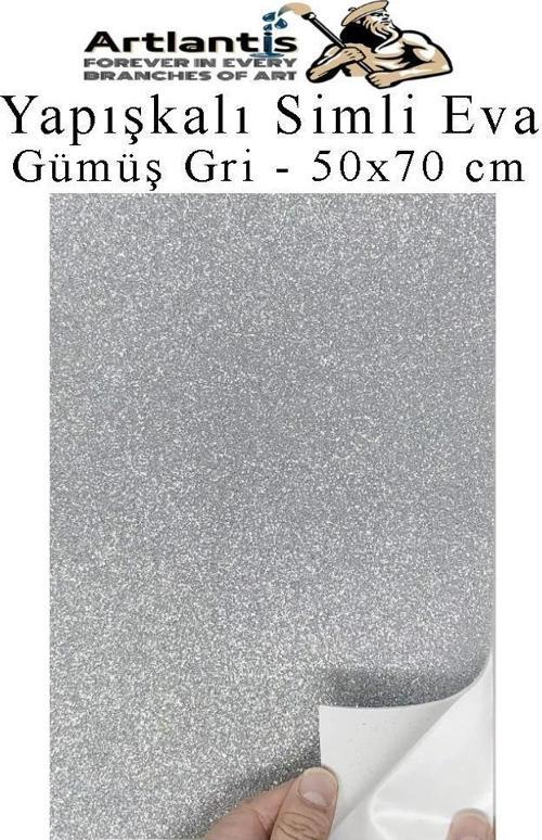 Yapışkanlı Simli Eva 50x70 cm 1 Adet Simli Yapışkanlı Eva Süngeri Okul Kreş Anasınıfı Elişi Etkinlikleri Hobi