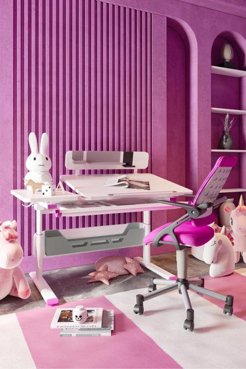 Yükseklik ve Eğim Ayarlı, Vega Advanced Bilgisayar ve Çalışma Masası Takımı Beyaz/Fuşya