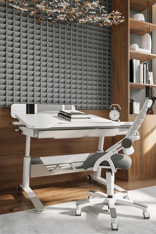 Yükseklik ve Eğim Ayarlı, Sirius Advanced Bilgisayar ve Çalışma Masası Takımı, Beyaz/Gri