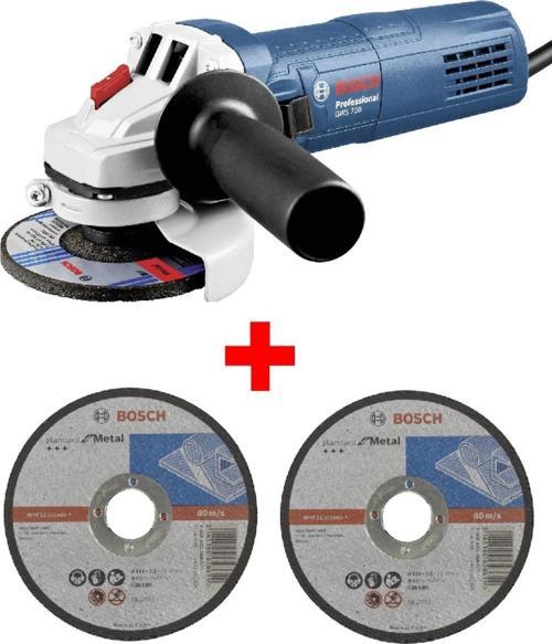 Avuç Taşlama Makinesi 750 Watt 115Mm Spiral + 2 Adet 115Mm X 2.5Mm Düz Metal Kesme Diski