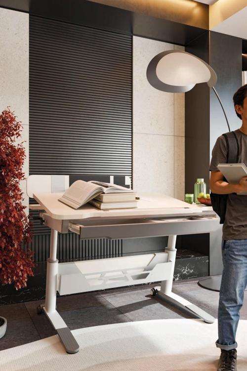 Yükseklik ve Eğim Ayarlı, Sirius Standart Bilgisayar, Ofis ve Çalışma Masası Ekru/Gri