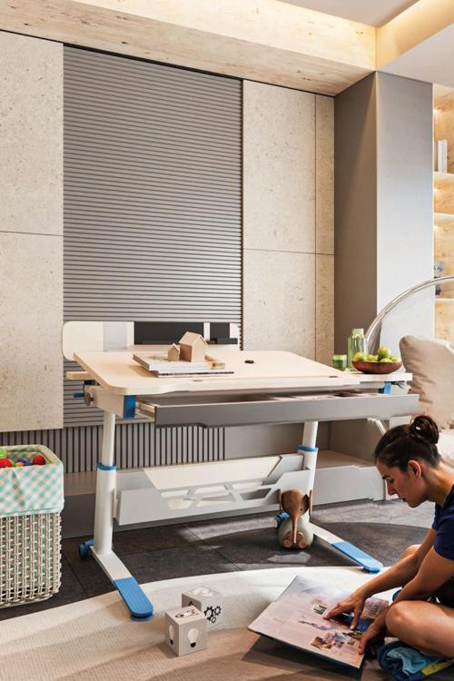 Yükseklik ve Eğim Ayarlı, Sirius Standart Bilgisayar, Ofis ve Çalışma Masası Ekru/Mavi