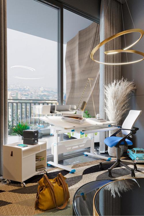 Yükseklik ve Eğim Ayarlı, Vega Delüx Bilgisayar ve Çalışma Masası Takımı Ekru/Mavi