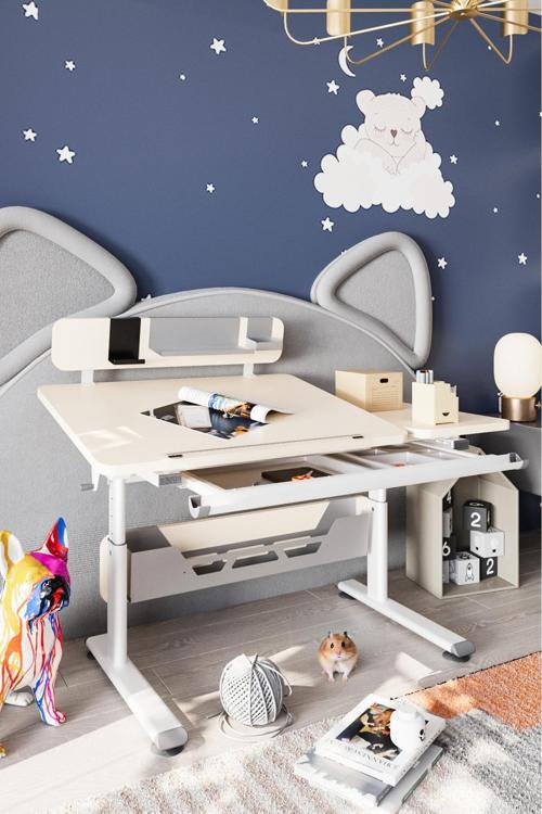 Yükseklik ve Eğim Ayarlı, Vega Standart Bilgisayar, Ofis ve Çalışma Masası Ekru/Antrasit