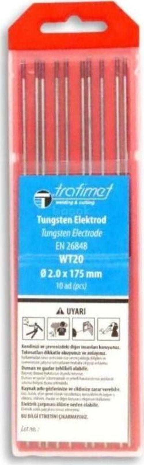 Wt20 Kırmızı Toryumlu Tungsten Elektrot 10'Lu Paket 2,4Mm