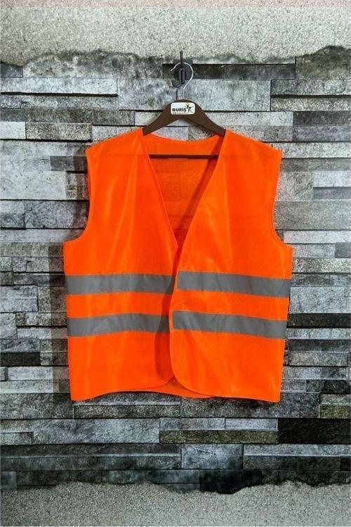 Buriş Reflektörlü Işçi Tipi Ikaz Yeleği Turuncu Renk (Standart Xl Beden)