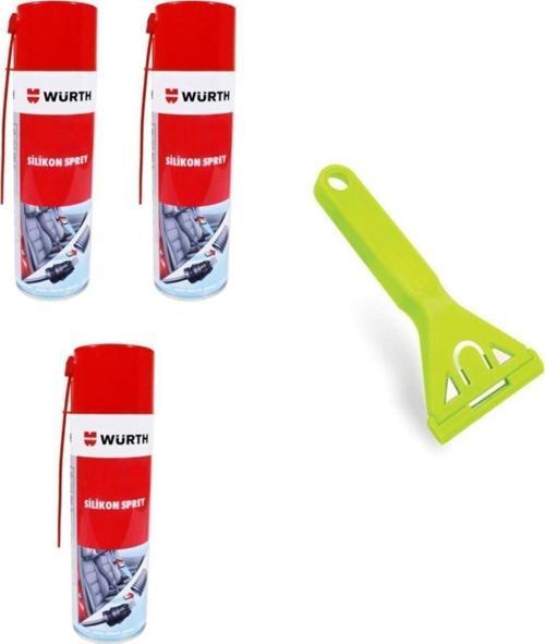 3 Adet Silikon Sprey 500 Ml + Cam Kazıma Bıçağı Jiletli 15 Cm