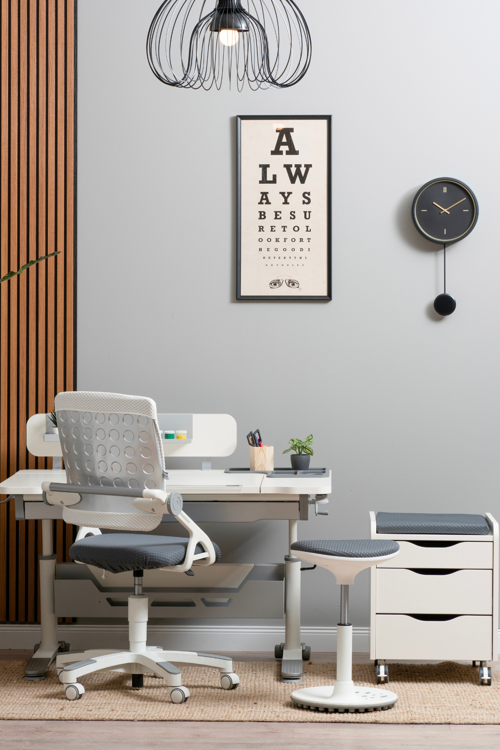 Yükseklik ve Eğim Ayarlı, Sirius Premium Bilgisayar ve Çalışma Masası Takımı Ekru/Gri