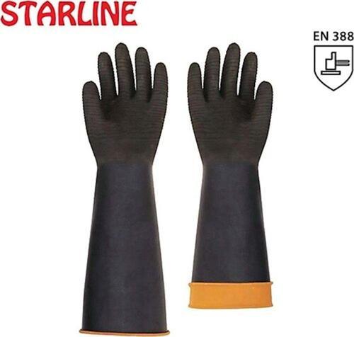 H2-60 Asit Eldiveni Siyah 60Cm Avuçiçi Tırtıklı