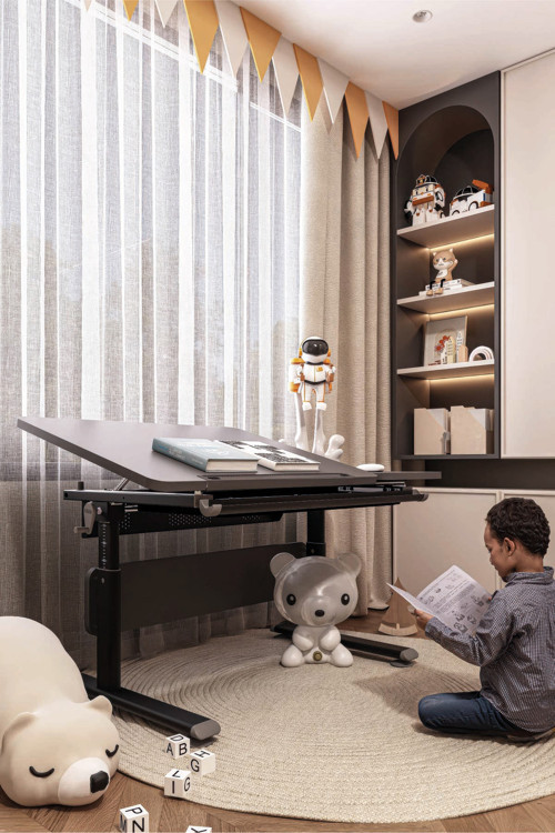 Yükseklik ve Eğim Ayarlı, Vega Simple Çalışma Masası - 130x70 cm, Antrasit/Gri