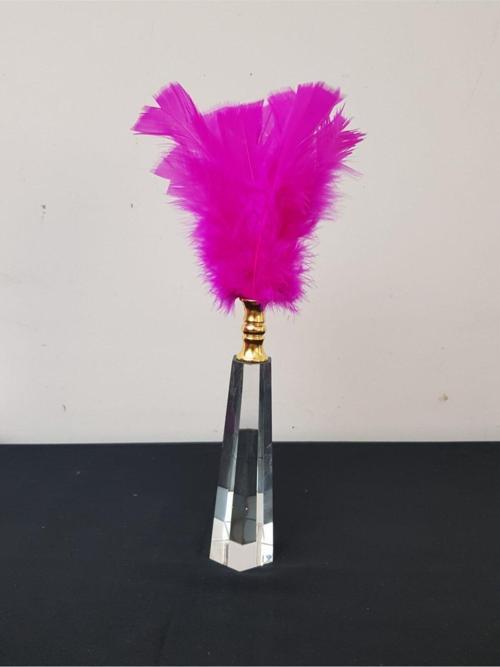 Fuşya Tüy Gold Ağız Cam Dekor