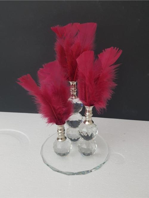 Ab Ev Dekorasyon Bordo Tüy Dekor Gümüş Ağızlıklı