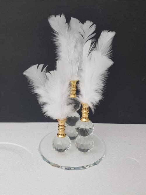 Altın Ağız Beyaz Tüy Ev Ofis Dekor