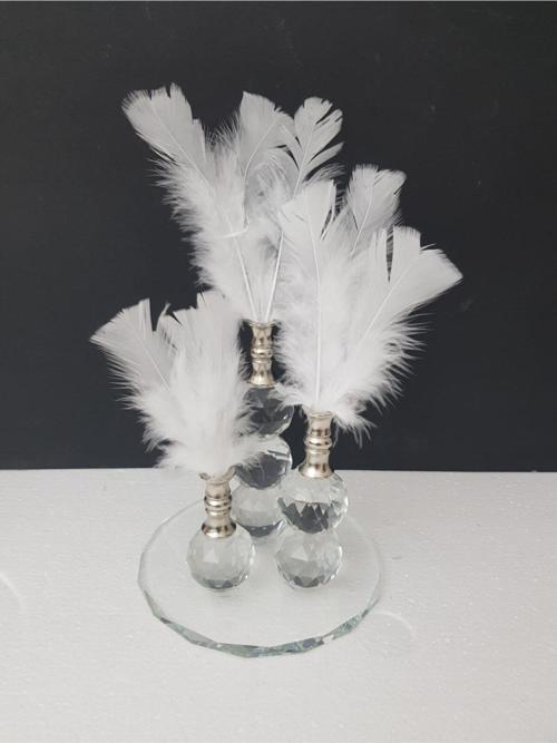 Ab Ev Dekorasyon Gümüş Ağız Beyaz Tüy Ev Ofis Dekoru