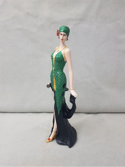 Yeşil Elbiseli Kadın Biblo Lady Ev Ofis Dekoru