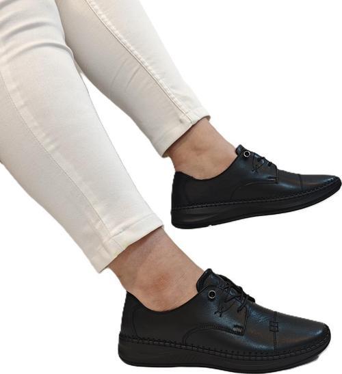 9523 Siyah Hakiki Deri Bayan Ayakkabı