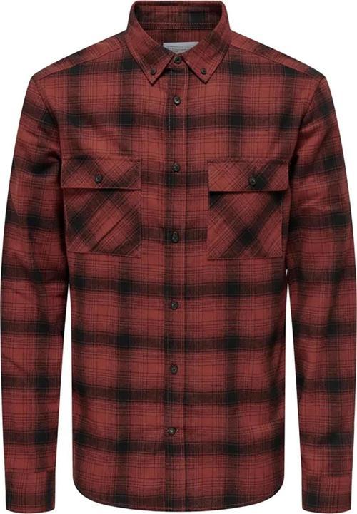 Erkek Onsmatt Uzun Kollu Regular Fit %100 Pamuk Gömlek 22030127 Kırmızı