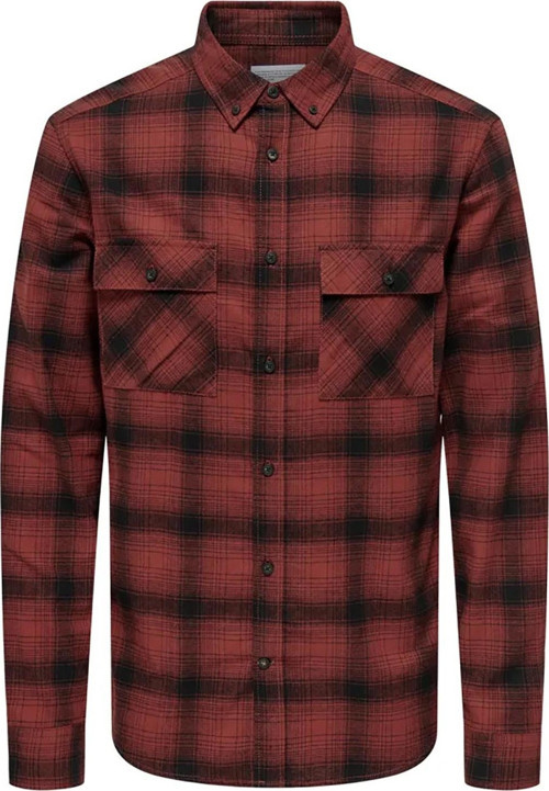 Erkek Onsmatt Uzun Kollu Regular Fit %100 Pamuk Gömlek 22030127 Kırmızı