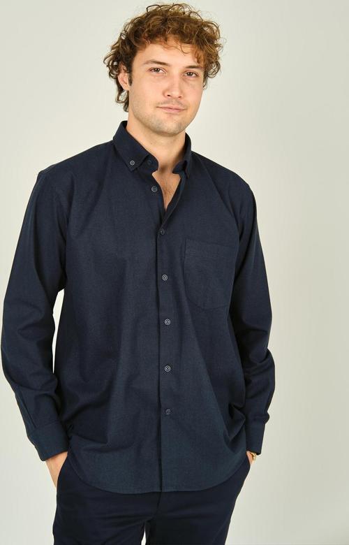 Erkek Uzun Kollu Tek Cepli %100 Pamuk Gömlek 4100 Lacivert