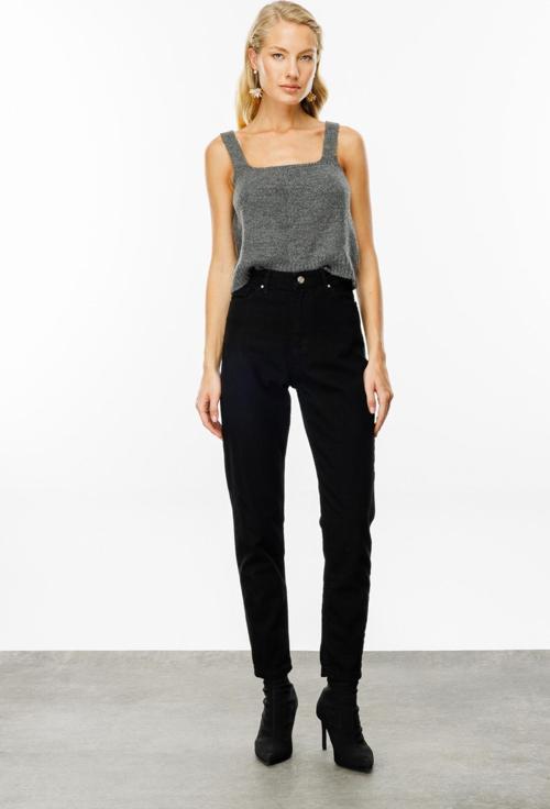 Kadın Mom Jeans Yüksek Bel Pantolon 4125 Siyah