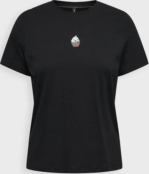 Kadın Onlfoodıe Baskı ve Yazı Detaylı Kısa Kol %100 Pamuk T-Shirt 15316728 Siyah