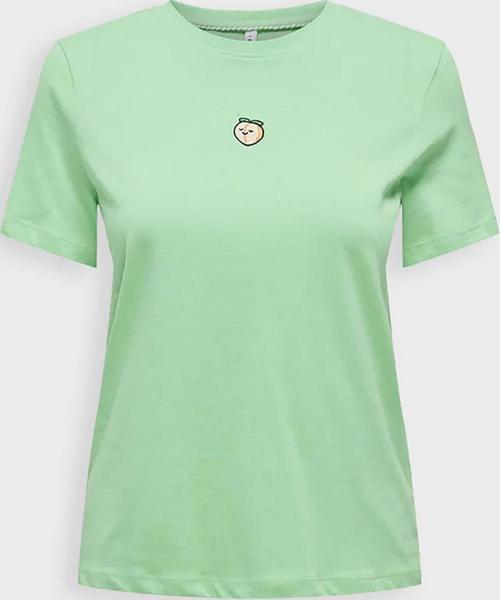 Kadın Onlfoodıe Baskı ve Yazı Detaylı Kısa Kol %100 Pamuk T-Shirt 15316728 Yeşil