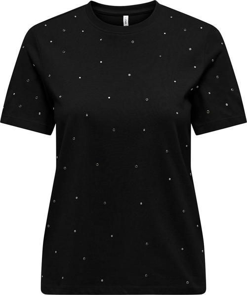 Kadın Onlglobe Taş Detaylı Sıfır Yaka %100 Pamuk T-Shirt 15342984 Siyah
