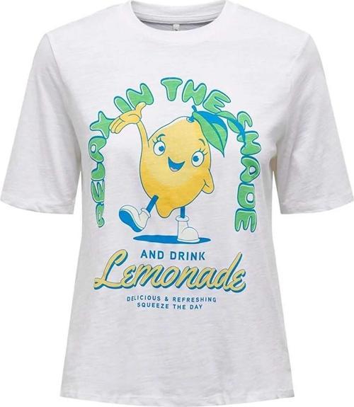 Kadın Onlfammy Bisiklet Yaka Meyve Baskılı T-Shirt 15296955 Beyaz