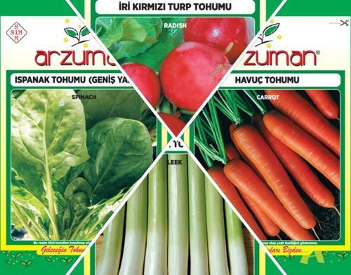 ISPANAK-PIRASA-KIRMIZI TURP-HAVUÇ 4'LÜ TOHUM SETİ