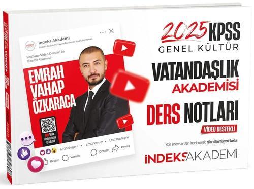 İndeks Akademi 2025 KPSS Vatandaşlık Akademisi Video Ders Notları - Emrah Vahap Özkaraca İndeks
