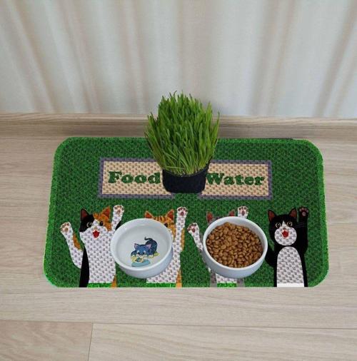 Kedi Köpek Mama Ve Su Kabı Altı Paspası + Tırmalama