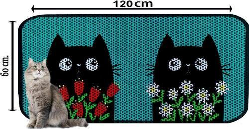 Büyük Boy Elekli Tuvalet Önü Desenli Kedi Kumu Paspası 60 X 120 Cm
