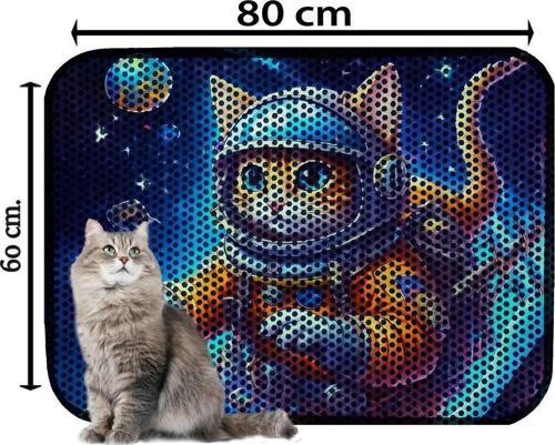 Büyük Boy Elekli Tuvalet Önü Desenli Kedi Kumu Paspası 60 X 80 Cm