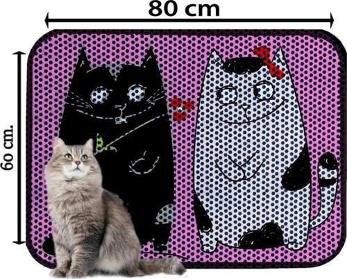 Büyük Boy Elekli Tuvalet Önü Desenli Kedi Kumu Paspası 60 X 80 Cm