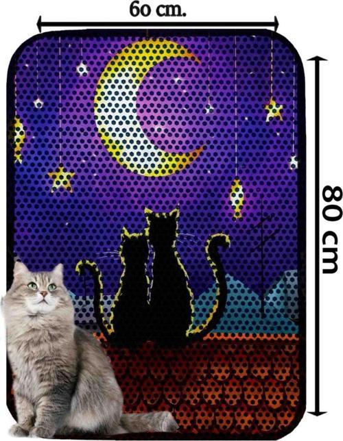 Büyük Boy Elekli Tuvalet Önü Desenli Kedi Kumu Paspası 60 X 80 Cm