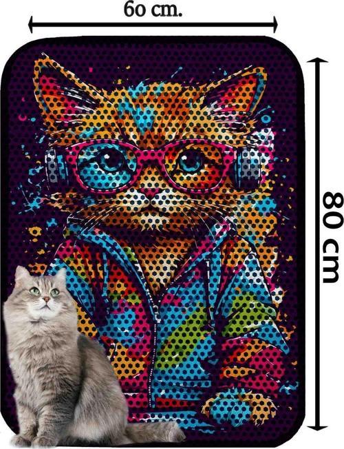 Büyük Boy Elekli Tuvalet Önü Desenli Kedi Kumu Paspası 60 X 80 Cm