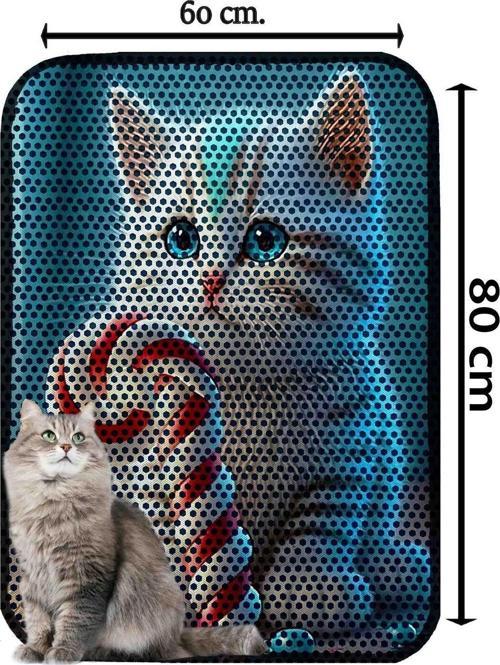 Büyük Boy Elekli Tuvalet Önü Desenli Kedi Kumu Paspası 60 X 80 Cm