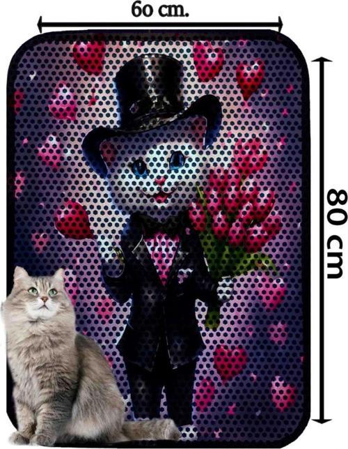 Büyük Boy Elekli Tuvalet Önü Desenli Kedi Kumu Paspası 60 X 80 Cm